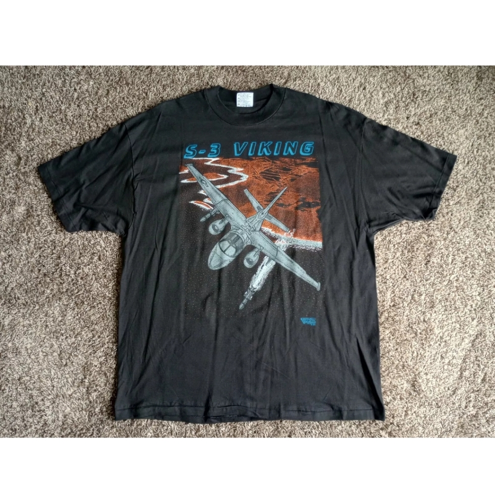 Vtg 1994 S-3 Viking Hanes Beefy-T Single Stitch Double Sided T Shirt
